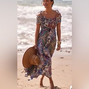 By Anthropologie Smocked Gauze Criss-Cross Dress